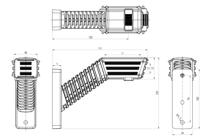 WAŚ 2554P W297.4.1 SPOT LED dešinysis gabaritinis žibintas ant svirties