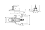 KNOTT K7.5-H+KZE7.5 rutulinis kablys 750 kg priekabai su V tipo vilkimo sija